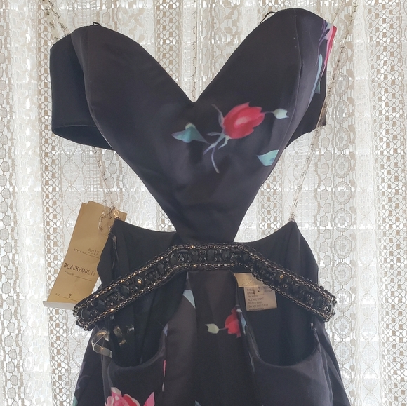 JASZ COUTURE Cutout Beaded Floral Mermaid Evening Prom Dress Size 2 - Picture 8 of 15